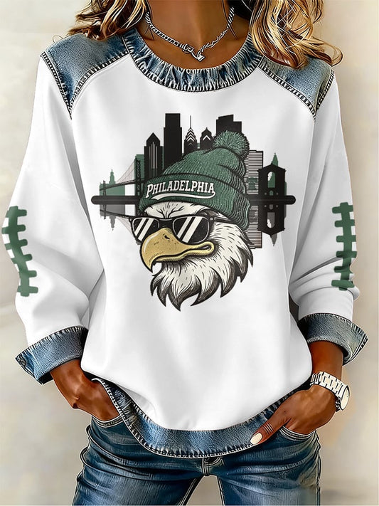 Women's rugby casual printed top