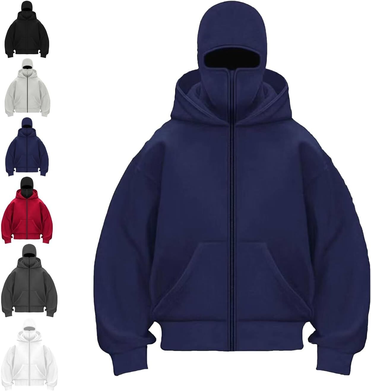 Balaklava double-layered zip-up hoodie