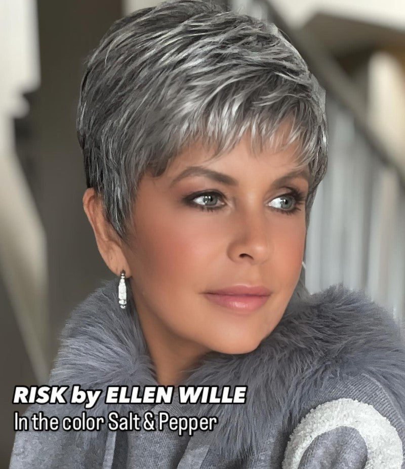 Pixie Cut Straight Layered Hair Gray Salt and Pepper Short Wigs