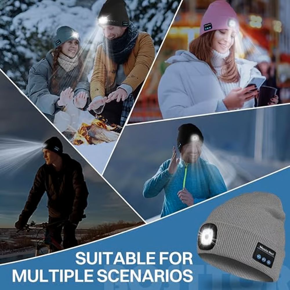 LED Bluetooth Beanie - Bluetooth Beanie With LED Headlamp