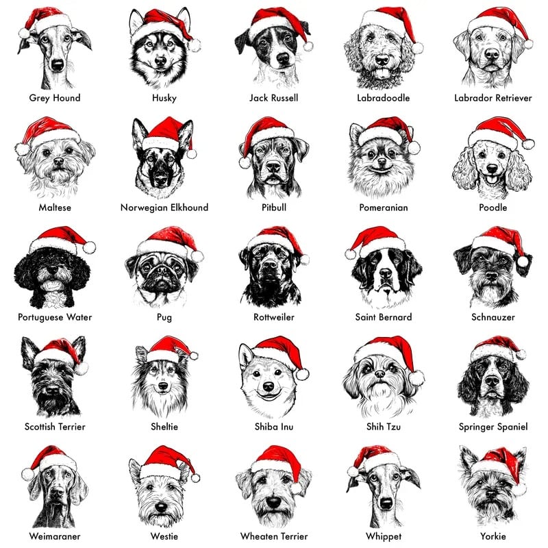 🎅Christmas Dog Sweatshirts - 50 Dog Breeds - Unisex Festive Pullovers🐾💖