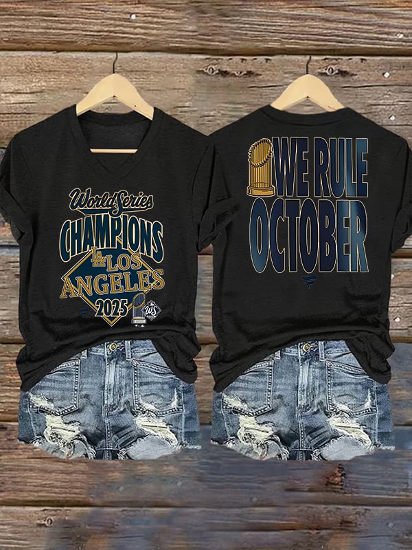 Women's  champion Baseball Print Casual  T-Shirt