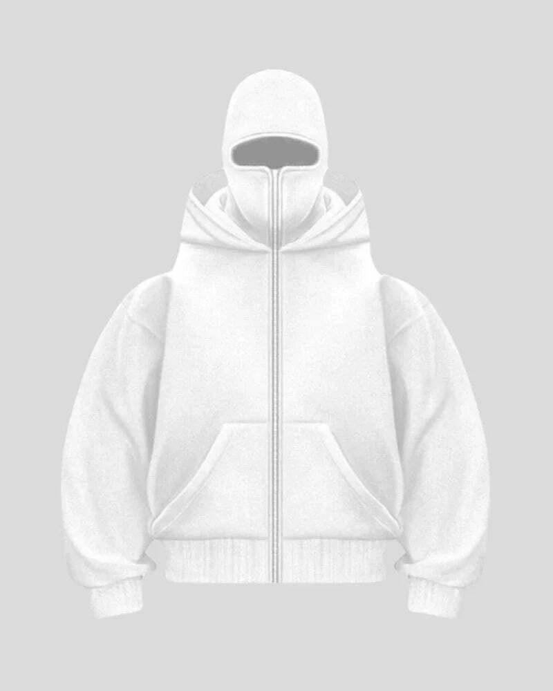 Balaklava double-layered zip-up hoodie