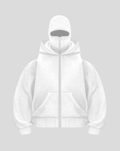 Balaklava double-layered zip-up hoodie