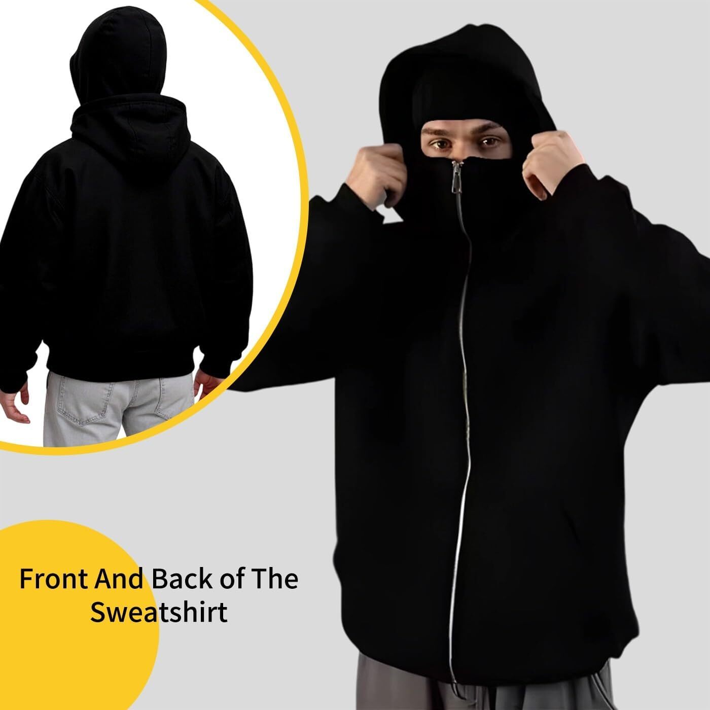 Balaklava double-layered zip-up hoodie