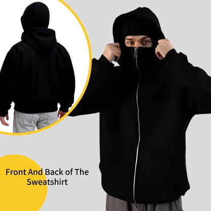 Balaklava double-layered zip-up hoodie