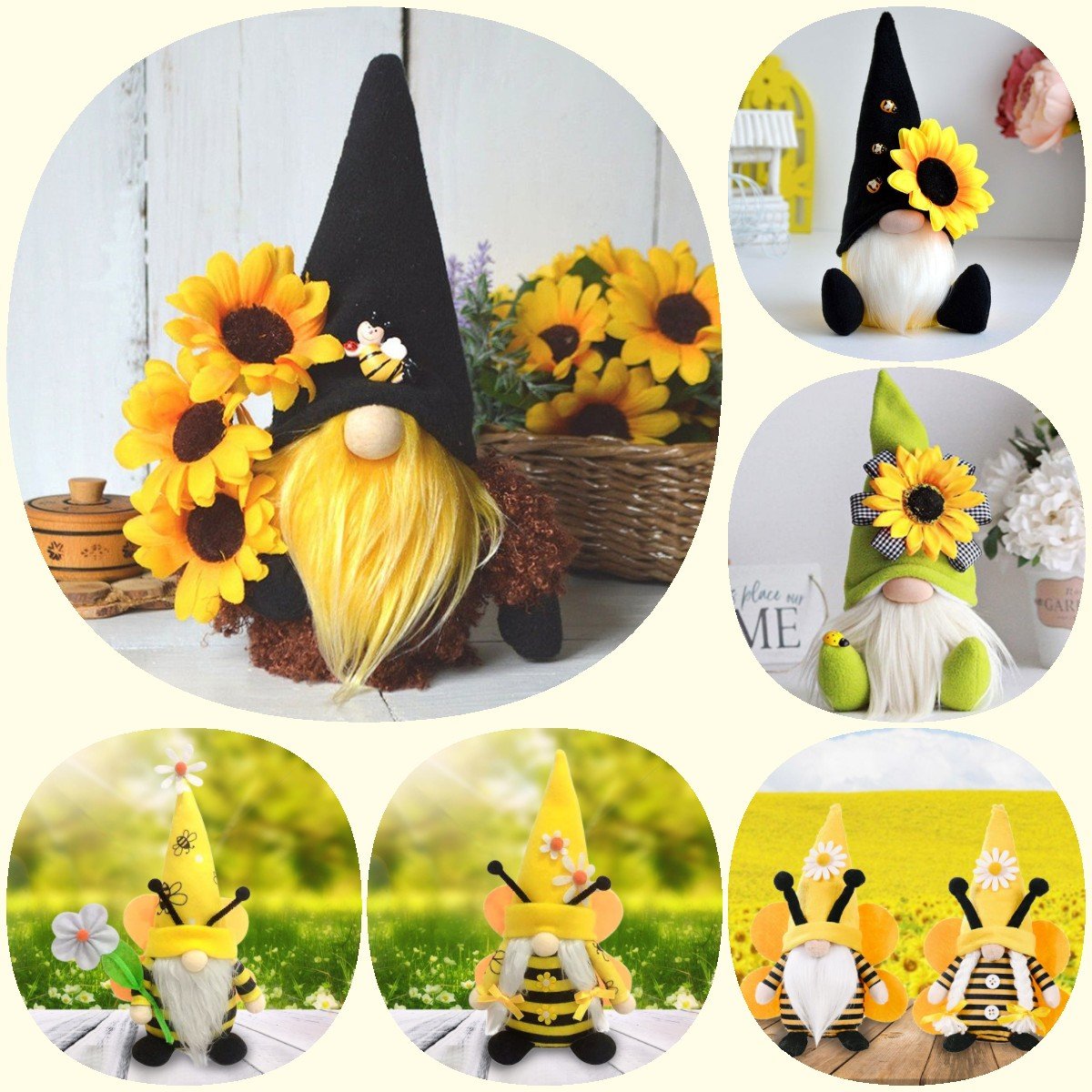 Handmade Plush Gnome With Sunflower And Bee For Holiday Gift