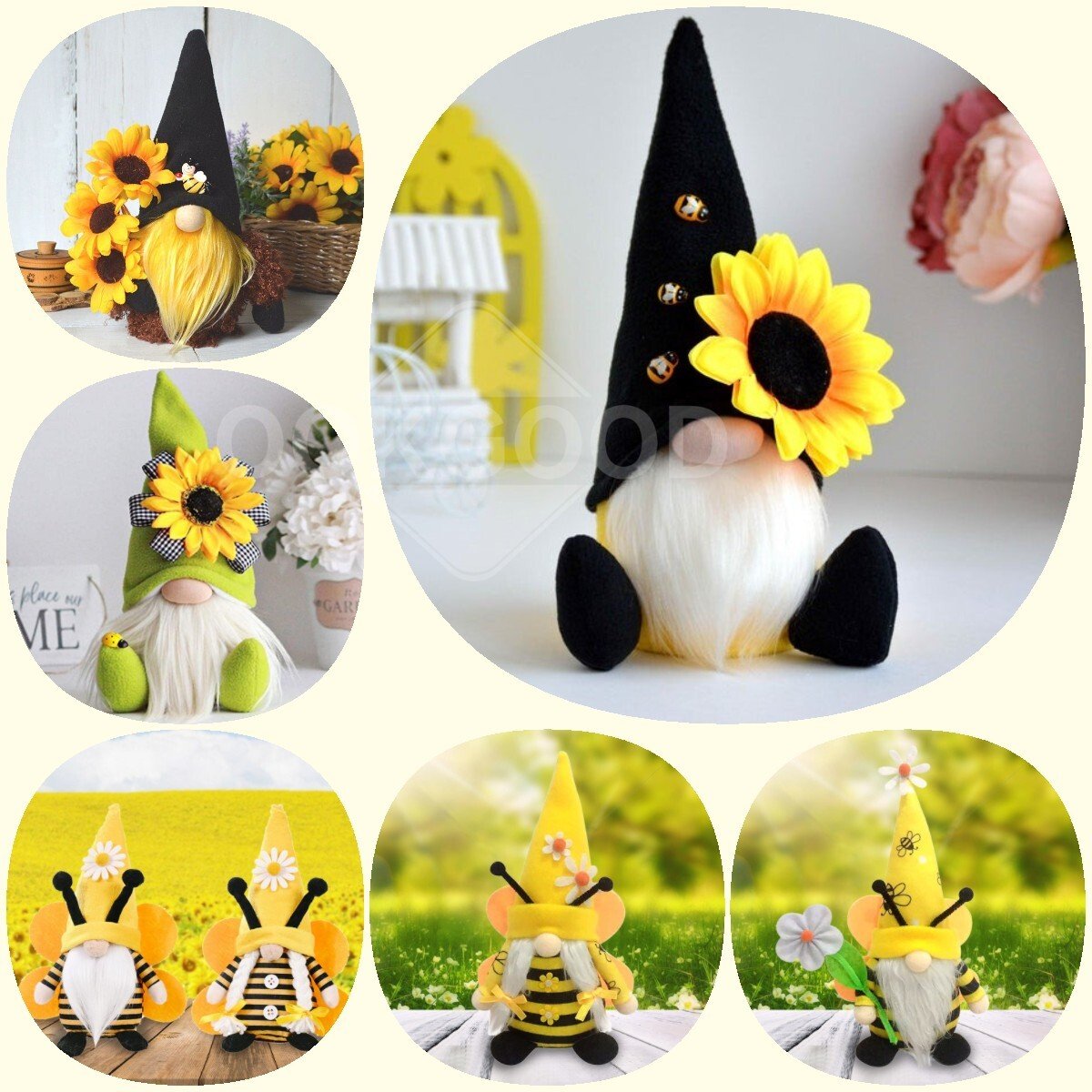 Handmade Plush Gnome With Sunflower And Bee For Holiday Gift