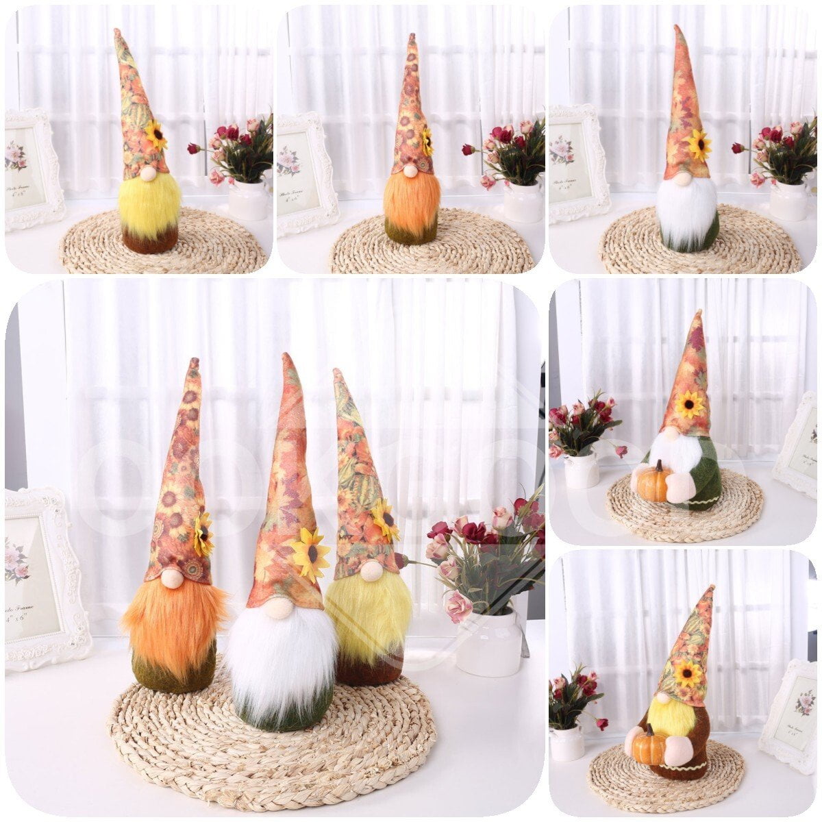 Handmade Plush Gnome With Pumpkin And Flower For Holiday Gift