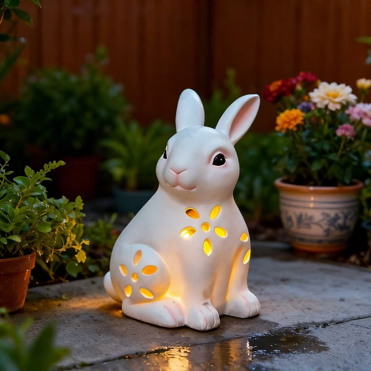 Solar Powered Light-Up Rabbit Figurine