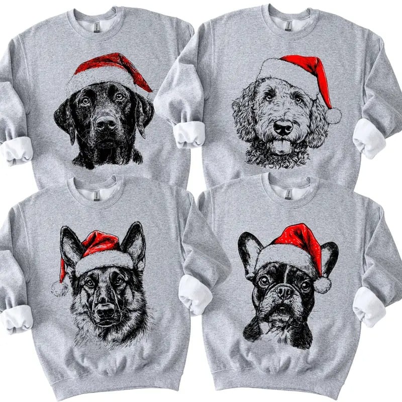 🎅Christmas Dog Sweatshirts - 50 Dog Breeds - Unisex Festive Pullovers🐾💖