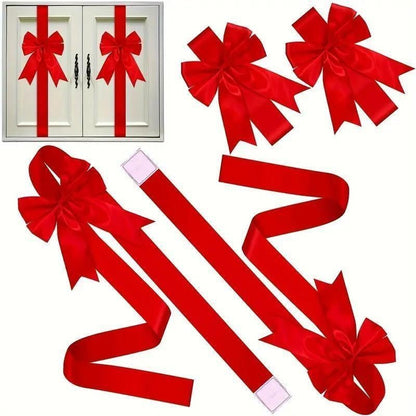 This Week Promotions🎉🎉Christmas Cabinet Door Fringe Lime Red Large Bow Wreath 79 x 2.4 Inches Polyester Fiber No Batteries Needed Festive Home Decoration