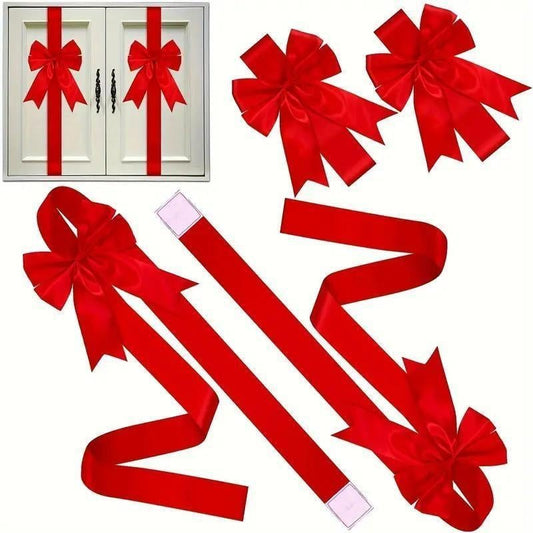This Week Promotions🎉🎉Christmas Cabinet Door Fringe Lime Red Large Bow Wreath 79 x 2.4 Inches Polyester Fiber No Batteries Needed Festive Home Decoration