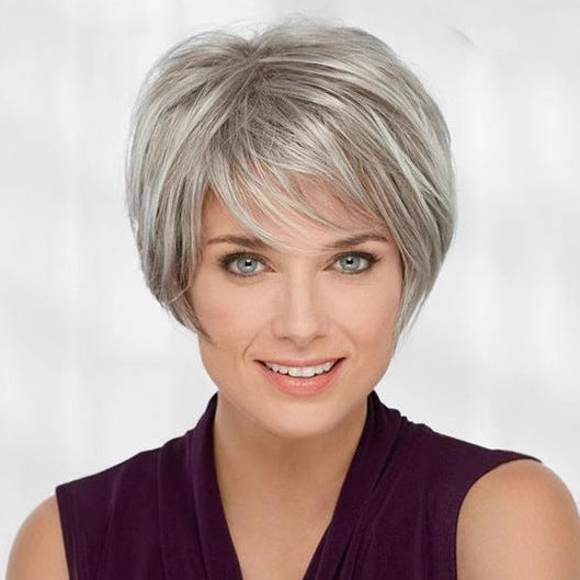 Silver Gray High Temperature Wire Oblique Bangs Wig
