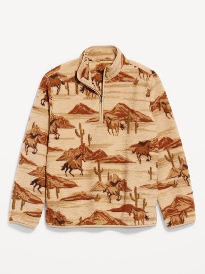 Men's Western Cowboy Printed Zip Pullover