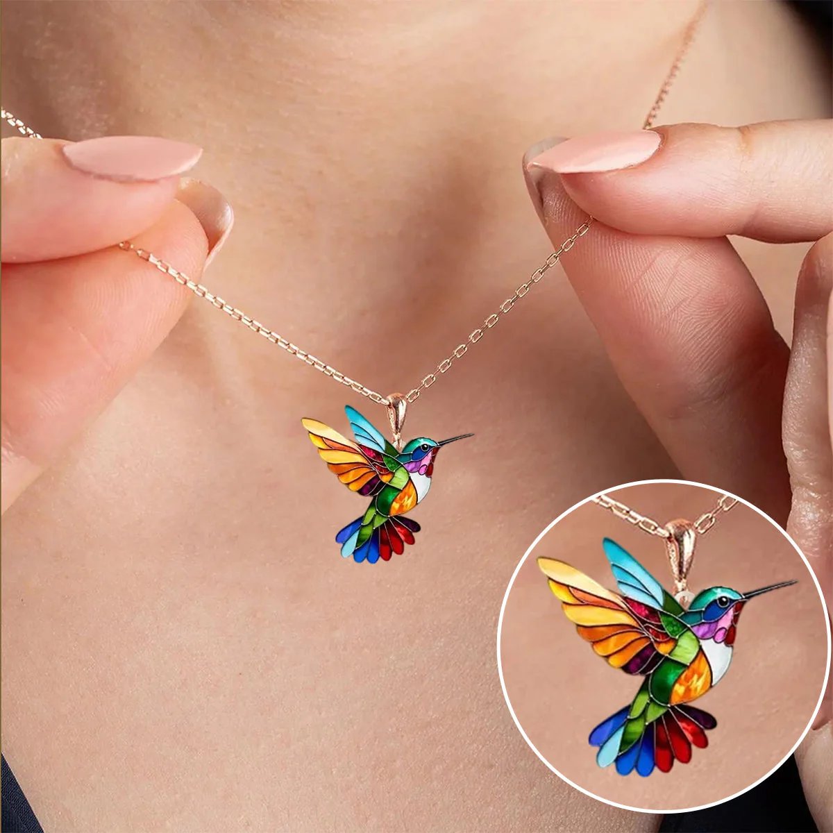 ✨💥Colorful Hummingbird Necklace-👩‍❤️‍👩ELEGANT HUMMINGBIRD NECKLACE🐦