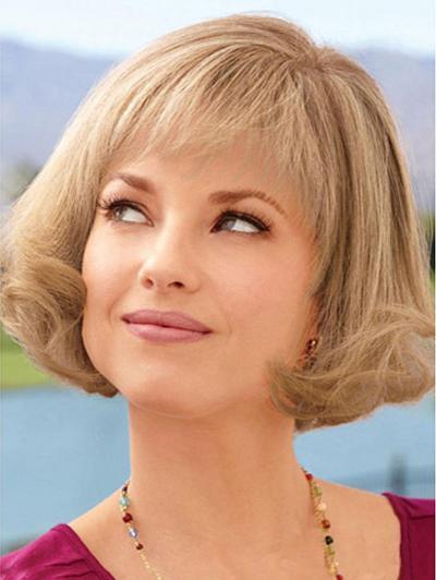 Blond Short Straight Hair Slant Bangs Pixie Cut Wigs