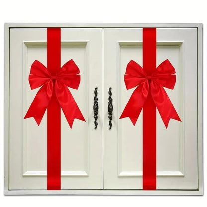 This Week Promotions🎉🎉Christmas Cabinet Door Fringe Lime Red Large Bow Wreath 79 x 2.4 Inches Polyester Fiber No Batteries Needed Festive Home Decoration