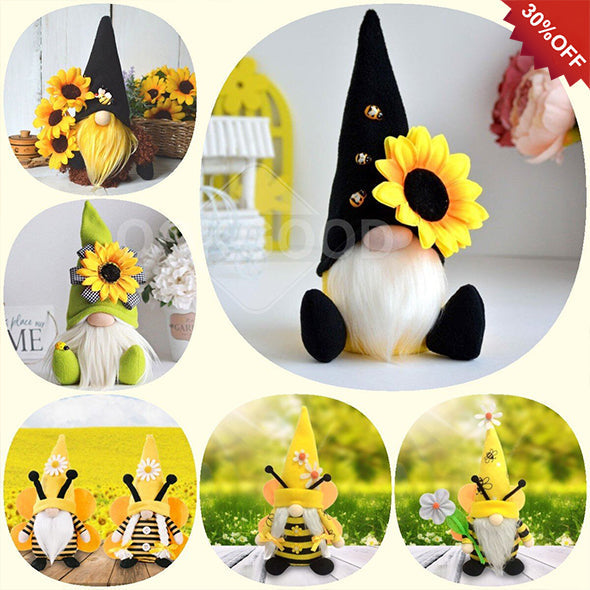 Handmade Plush Gnome With Sunflower And Bee For Holiday Gift