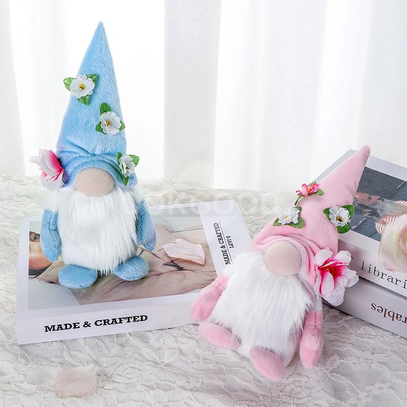 Plush Gnome Doll With Handmade Cherry Blossoms For Spring Gift