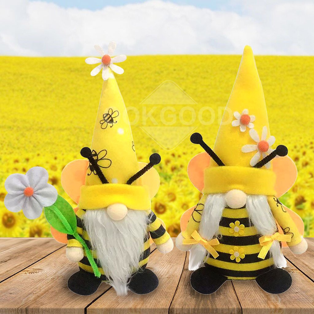 Handmade Plush Gnome With Sunflower And Bee For Holiday Gift