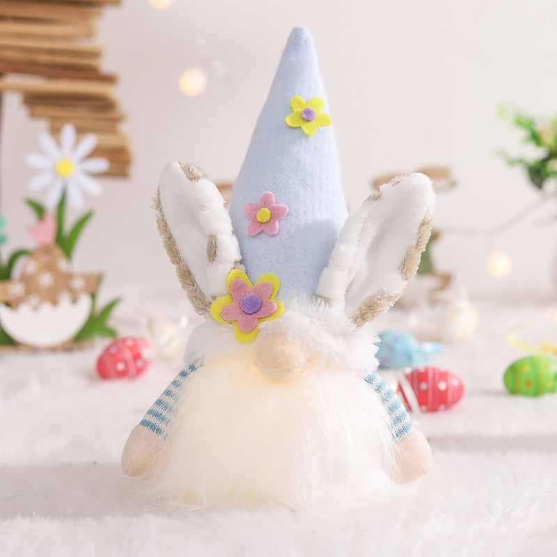 Flower Bunny Gnome With LED Light For Easter Spring