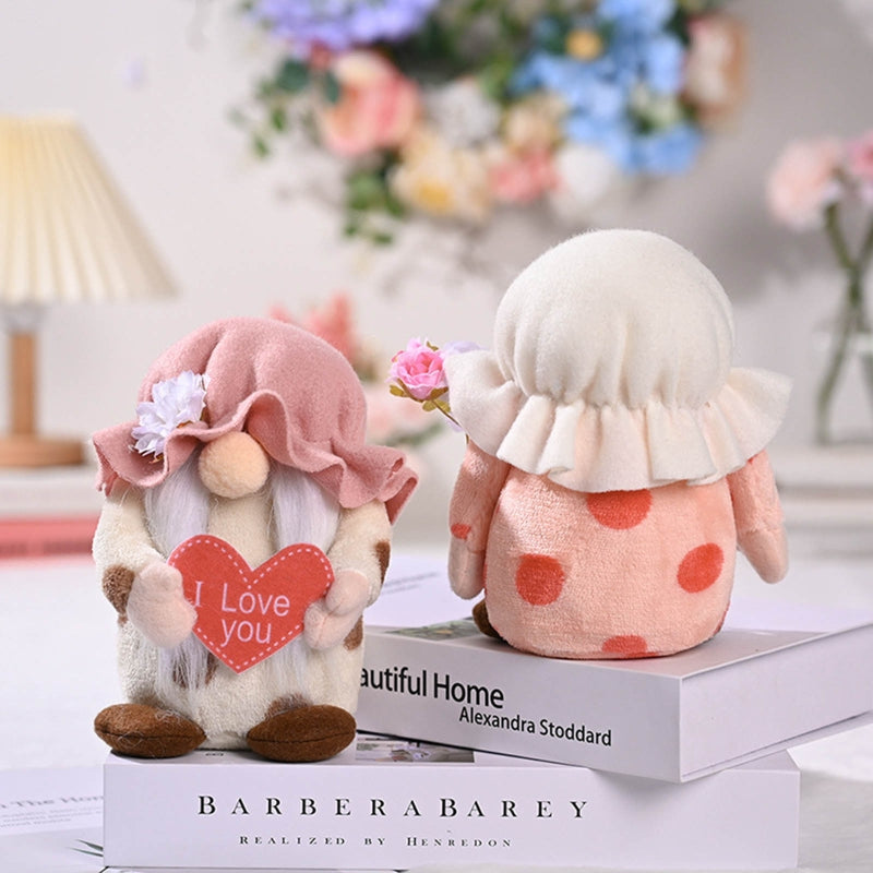 Plush Gnome Holding Flower And Love Heart