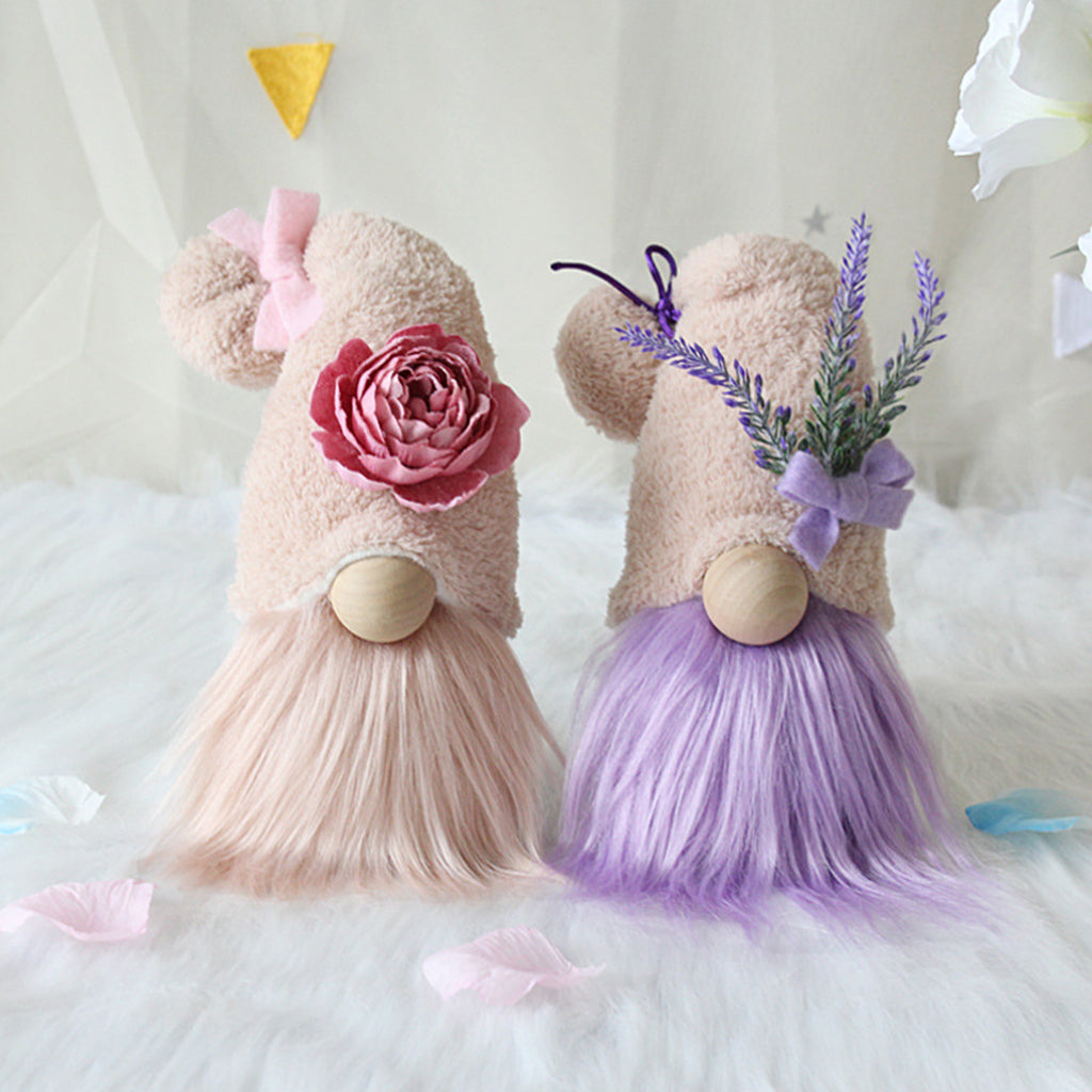 Handmade Rose Gnome And Lavender Gnome