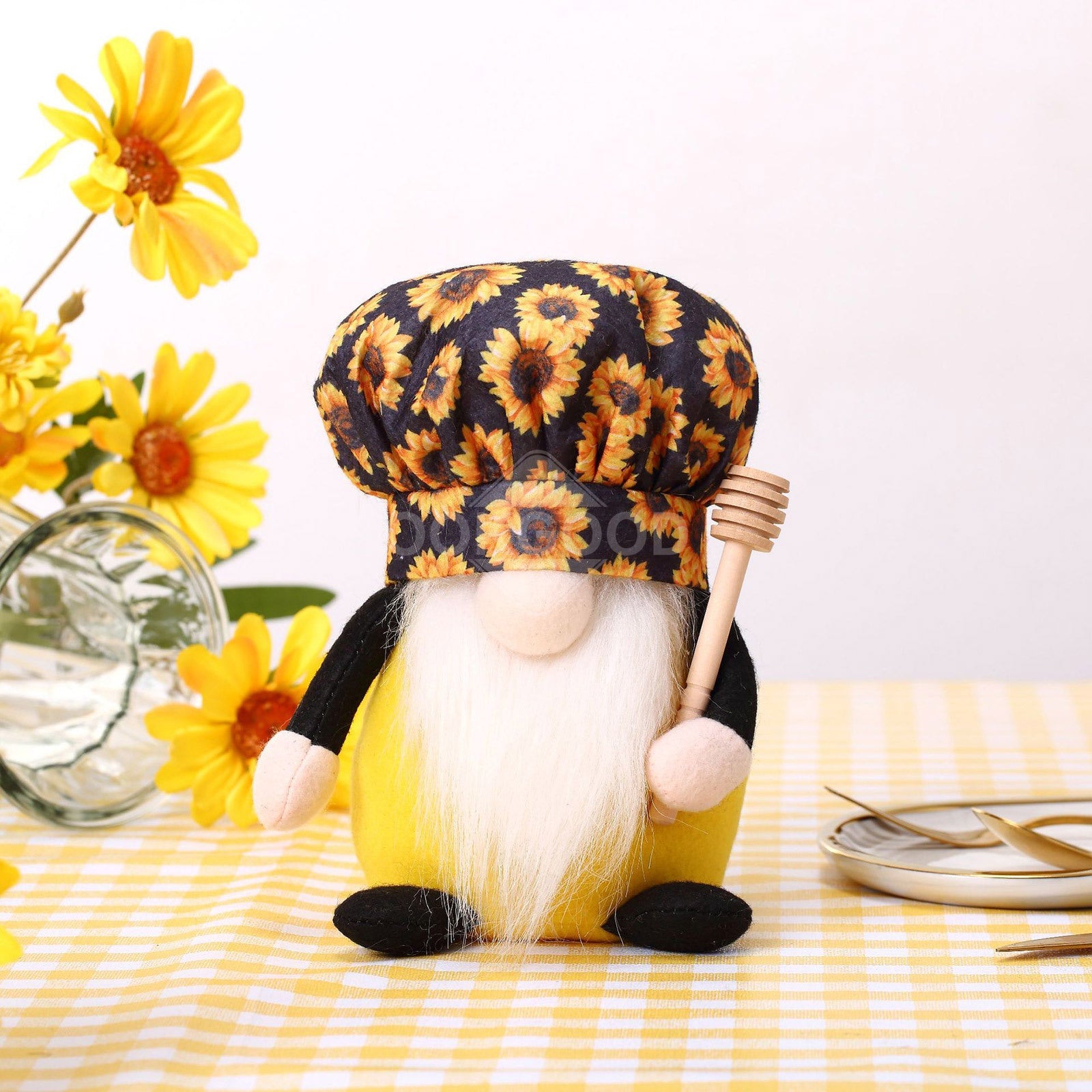 Chef Gnome Couple With Sunflower Hat