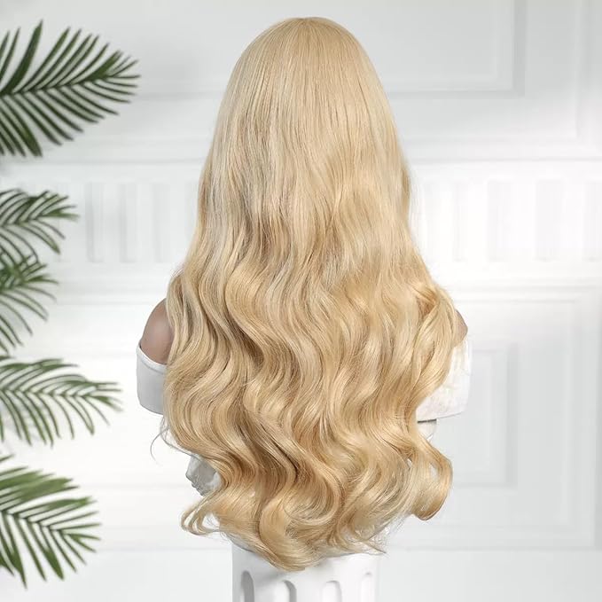Long Natural Wave Wavy Blonde Synthetic Wigs For Women