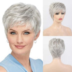 Short Silver Grey Wigs for Women
