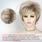 Short Ombre Blonde Wigs Pixie Cut Wig with Bangs, Glueless