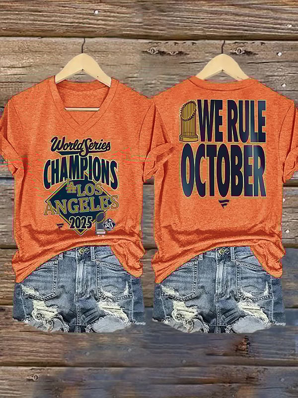 Women's  champion Baseball Print Casual  T-Shirt