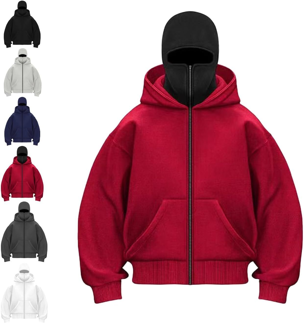 Balaklava double-layered zip-up hoodie