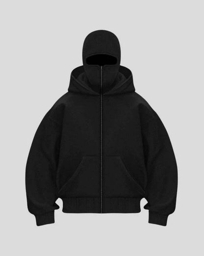 Balaklava double-layered zip-up hoodie