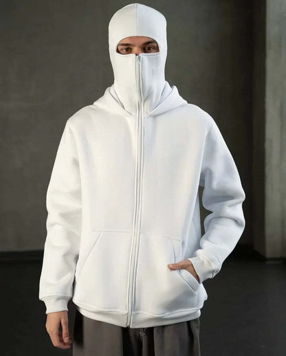 Balaklava double-layered zip-up hoodie