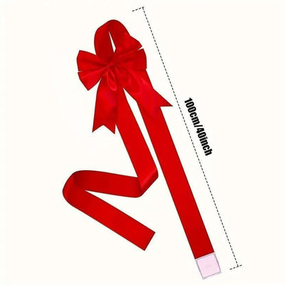 This Week Promotions🎉🎉Christmas Cabinet Door Fringe Lime Red Large Bow Wreath 79 x 2.4 Inches Polyester Fiber No Batteries Needed Festive Home Decoration