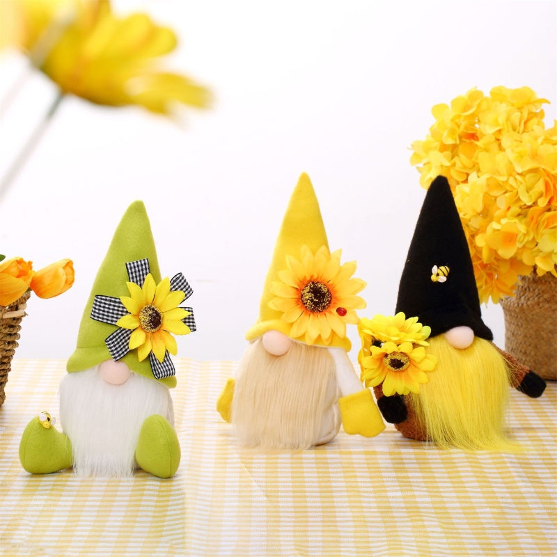 Lovely Bee Sunflower Gnome Family For Spring Decor