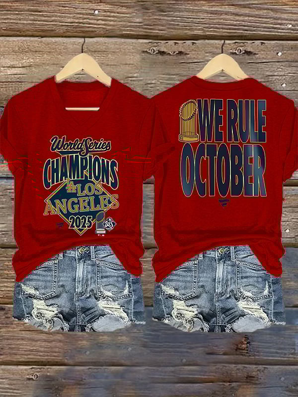 Women's  champion Baseball Print Casual  T-Shirt