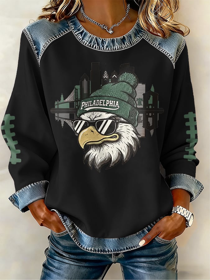 Women's rugby casual printed top