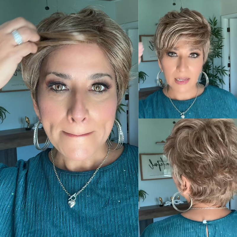 Mixed Blonde Color Short Hair Wig