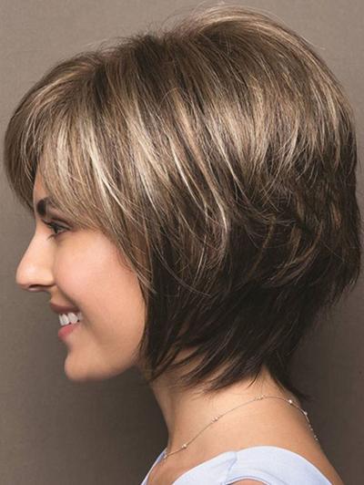 Mix Color Short Fluffy Slightly Curly Wig