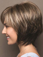 Mix Color Short Fluffy Slightly Curly Wig