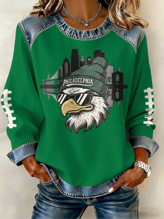 Women's rugby casual printed top