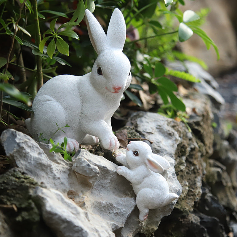 2Pcs Rabbit Garden Statue Animal Figurines