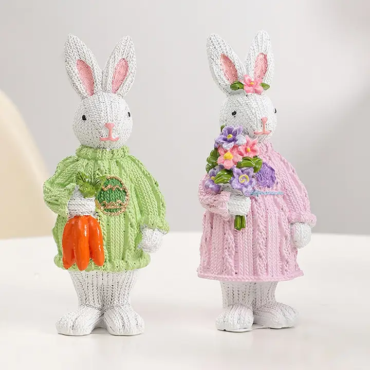 Cute Resin Easter Bunny Tabletop Decoration