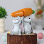 2Pcs Rabbit Carrying Radish Figurine