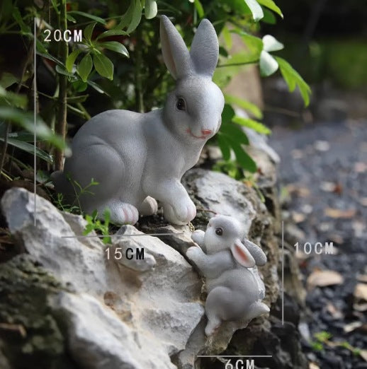 2Pcs Rabbit Garden Statue Animal Figurines