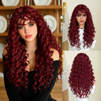 Curly Brown Wig With Highlights, Long Hair