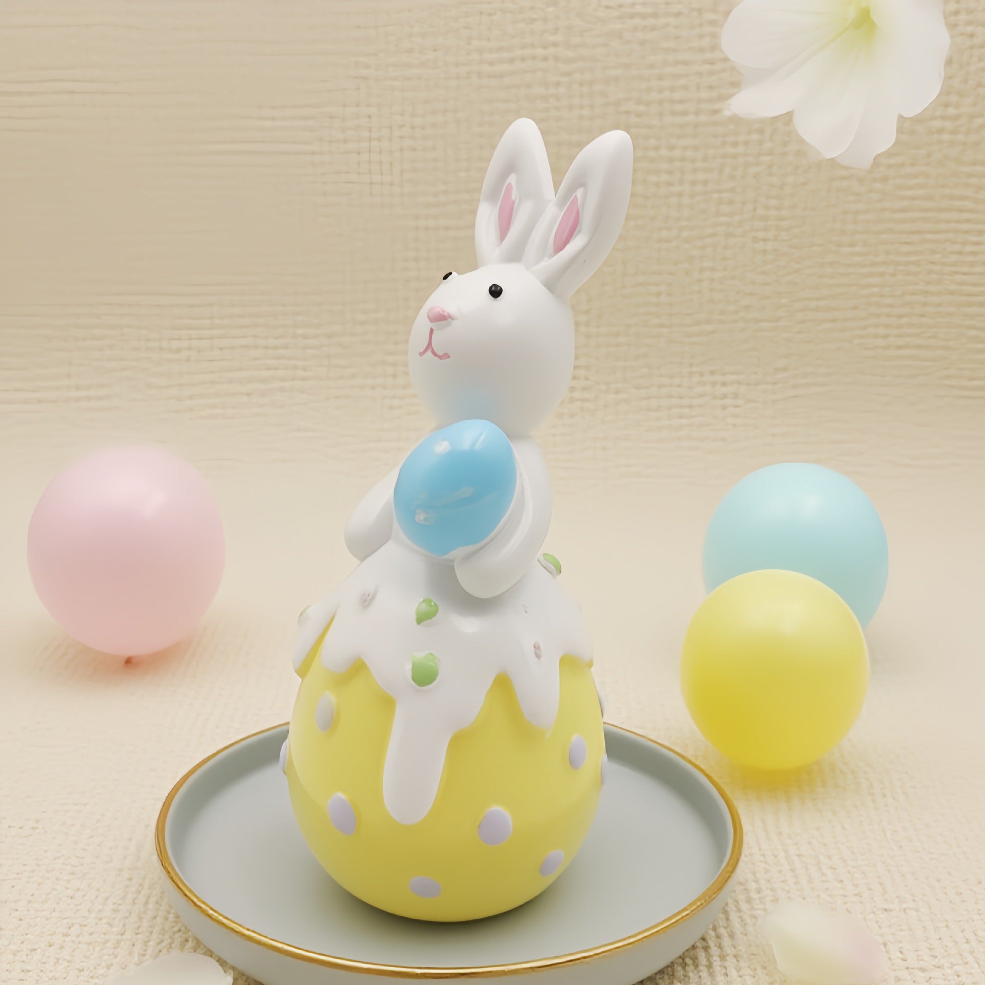 Easters Colored Rabbits Statue Decoration